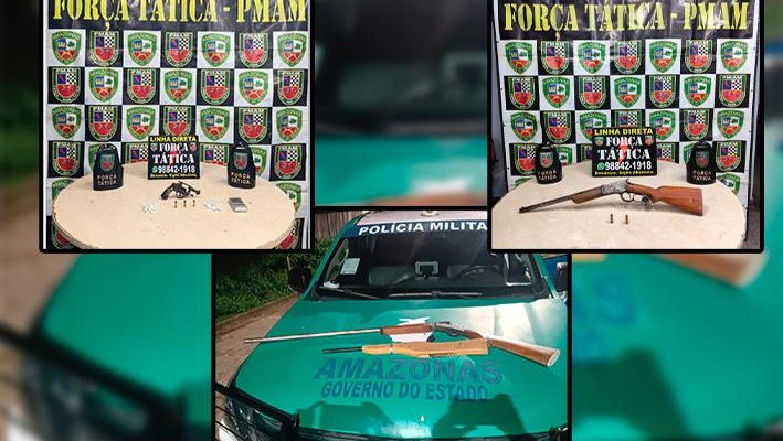 Em Itamarati, os PMs do 11º Grupamento de Polícia Militar (GPM) prenderam um homem, de idade não informada, em posse de arma de fogo, também na noite de quarta-feira, por volta das 23h52. As equipes policiais foram acionadas após receberem denúncia de que o homem havia efetuado disparado de arma de fogo nas proximidades de uma residência, colocando em risco a integridade de uma criança e a família dela.